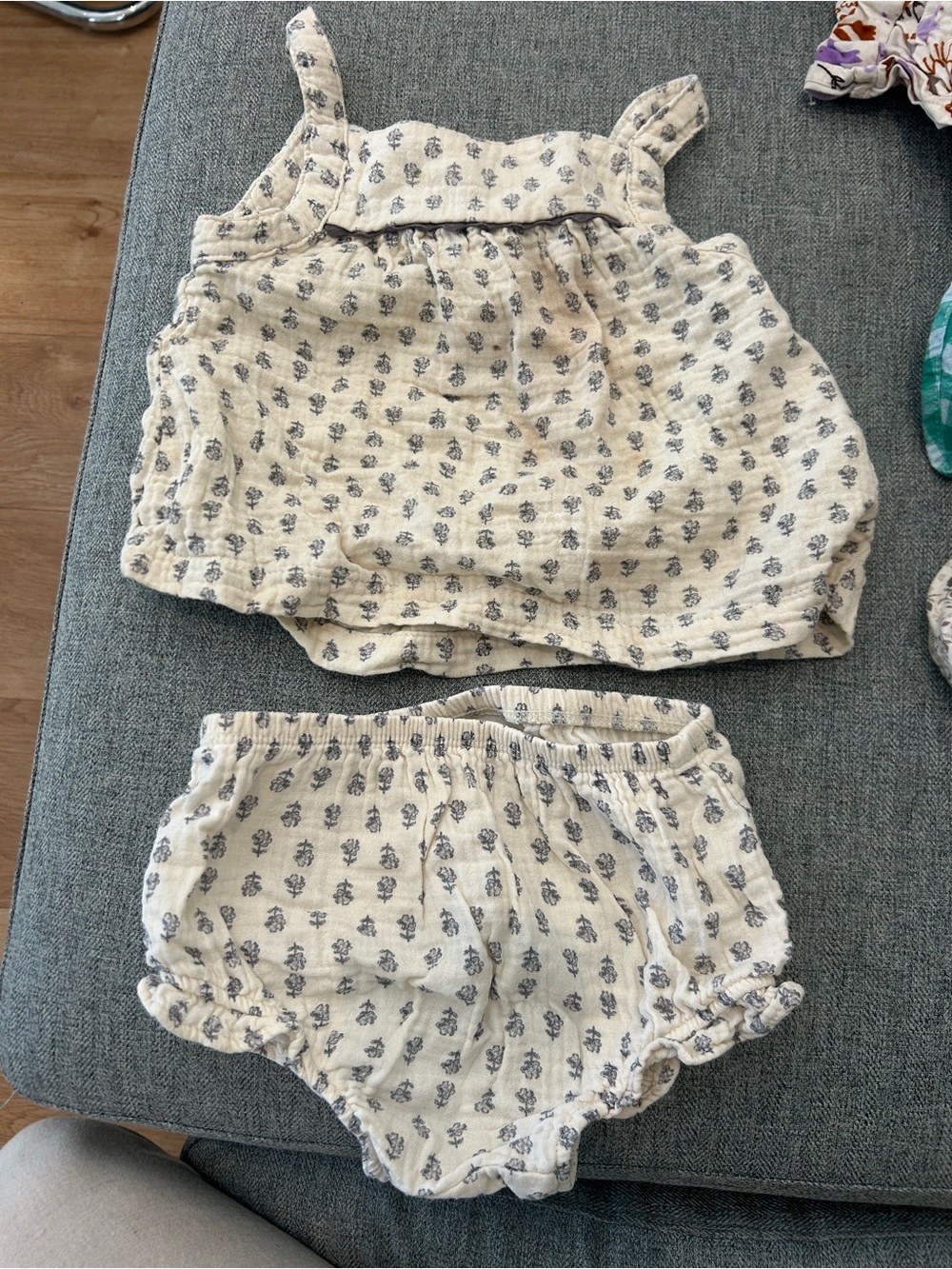 Carter's Cream Tank Top and Bloomers with Navy Floral Print